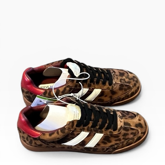 NEW Steve Madden Retro Suede Sneakers Shoes Women’s Size 7 Leopard Animal Print - Picture 2 of 10
